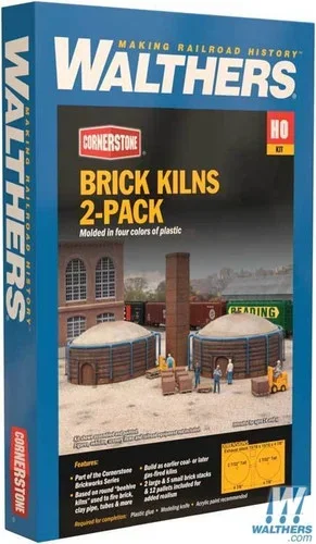 Walthers 933-4100 Brick Kilns 2-Pack Kit – Each 4-7/8 x 2-7/32″ : HO Scale