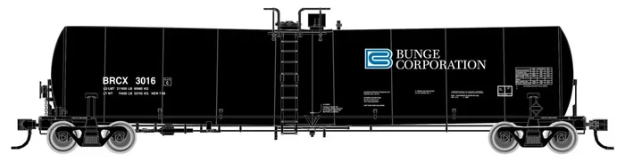 Walthers Mainline 910-48208 HO Scale Trinity 25,000 Gal Tank Car Bunge Corp BRCX 3020