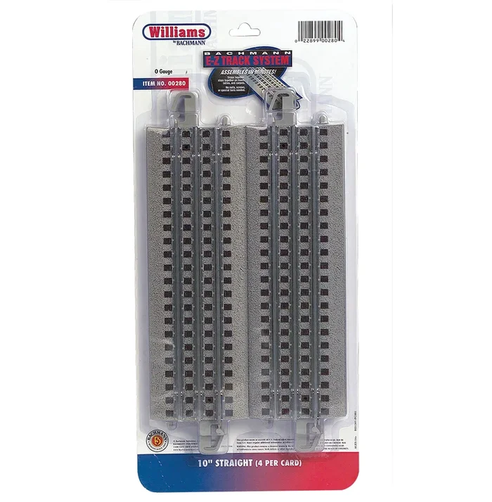 Williams by Bachmann 00280 O Gauge E-Z Track 10″ Straight Track (4 Pack)