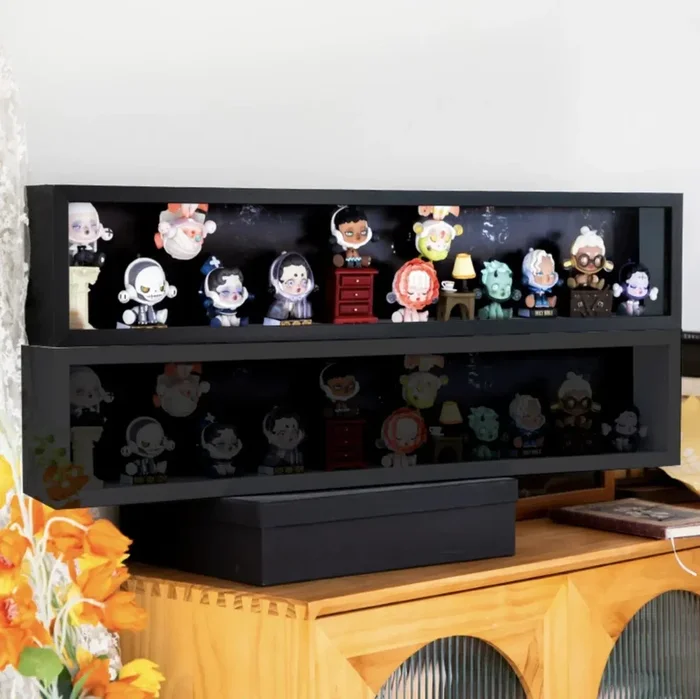 Wood and Glass Display Case for Collectibles (No Figures Included)