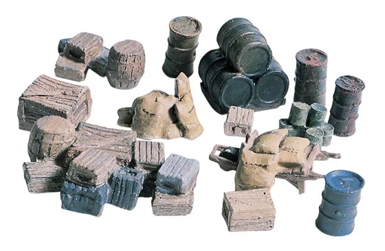 Woodland Scenics D203 HO Scale Scenic Details – Crates / Barrels / Sacks
