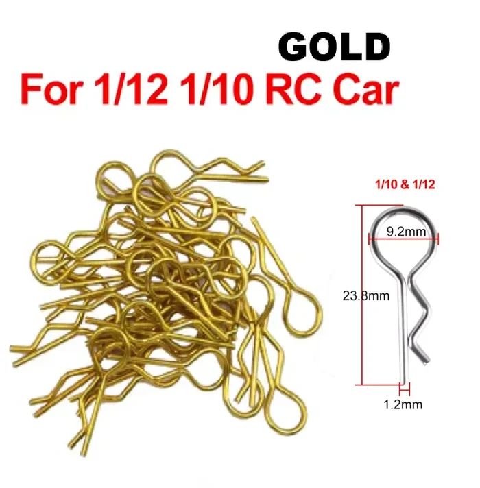 WORC GOLD Bent Up Body Clips (8 Pack) 1/10 1/12 Scale WRC-10BC-GD
