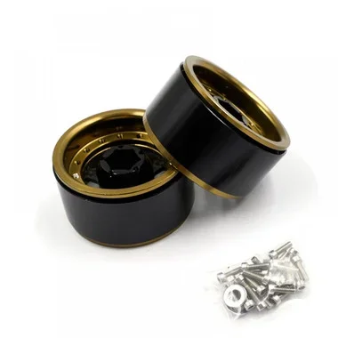 Yeah Racing WL-0166GM 1.9 Alum CNC 5 Spoke w/ Graphite Beadlock Rim (2) Gold Titanium