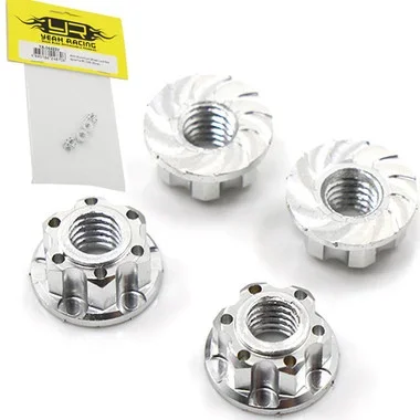 Yeah Racing YA-0448SV 4mm Aluminium Wheel Flange Lock Nut Silver 4pcs for 1/10